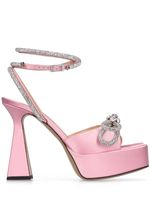 140mm Double Bow Satin Sandals