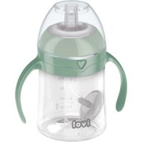 LOVI First Cup skodelica s slamico Green 6m+ 150 ml