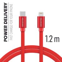 Datový kabel Swissten Textile USB-C/ Lightning 1,2 M, red