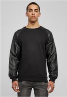 Imitation Raglan Leather Crew blk/blk