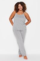 Trendyol Curve Gray Knitted Lace Detailed Pajamas Set