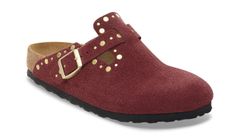 Birkenstock Boston Rivet Suede Leather Regular Fit Unisex - Sandále Birkenstock - Bordová - 1030403-8 - Size: 8