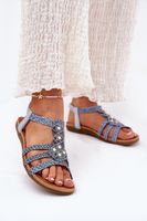 Dámské Ploché Sandály S Pletenými Pásky Modré Artiker