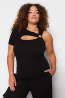 Trendyol Curve Black Cut-Out Detailed Knitted Blouse