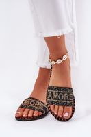 Boto Klapki Damskie Na Płaskim Obcasie Ze Zdobieniem Czarne Dorfedi