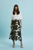 Women's midi skirt MOODO with pattern - khaki/black