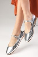 Mio Gusto Gillian Silver Women's Flat Toe Flat Shoes.