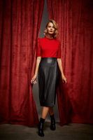 Marisse Faux Leather Midi Skirt
