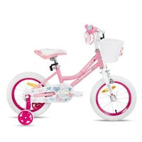 Dětské kolo Joystar Angel 14" s košíkem a kolečky • 91-119 cm světle růžová