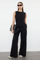 Trendyol Black 100% Cotton Zero Sleeve Wide Leg Knitted Blouse/Pants Top-Bottom Set