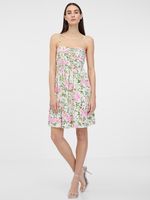 Creamy women's floral dress with linen blend ORSAY
