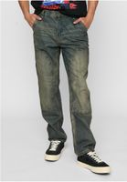 Men's Double Knee Jeans - Navy Blue/Washed