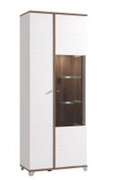 Vysoká vitrína s kompletným osvetlením fredrik - dub flagstaff/biela