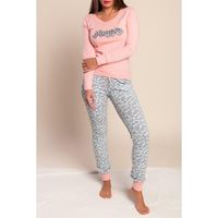 Langer Pyjama Mit Print, Hellrosa