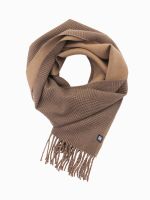 Ombre Double-sided men's checkered scarf with tassels - brown and beige