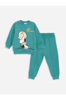 LC Waikiki Crew Neck Long Sleeve Snoopy Printed Sweatshirt and Jogger Pants 2-Set