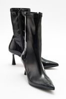 LuviShoes SPEZIA Women's Black Patent Leather Heeled Boots