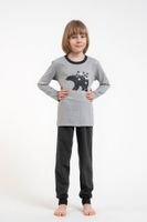 Boys' pyjamas Morten, long sleeves, long trousers - melange/dark melange