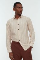 Trendyol Beige Regular Fit Shirt Collar Striped Shirt