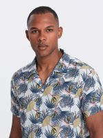 Ombre Viscose patterned men's short sleeve shirt - palm trees