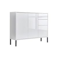 MID.YOU KOMODA, biela, biela s vysokým leskom, 105,5/86/33 cm