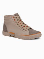 Ombre Men's high classic sneakers with quilted upper - beige and orange