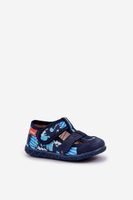 Boto Pantofle Milami Dětské Na Suchý Zip S Dinosauřími Motivy Modré Reathiana