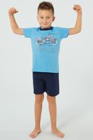 Chlapecké pyžamo Italian Fashion Junák - krátké bavlněné Světlemodrá-tmavěmodrá 10 let