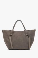 Estro: Ciemnobeżowa torebka damska typu łódka z włoskiego weluru naturalnego Premium