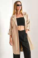 Bianco Lucci Women's Sleeve Folded Belted Trench Coat