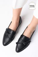 Mio Gusto Ezra Women's Loafer Casual Flat Shoes From Genuine Leather, Black.