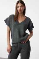 Trendyol Anthracite Soft Textured Knitwear Top-Bottom Set