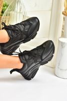 Fox Shoes Women's Black Thick-soled Sneakers.