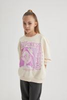 DEFACTO Girl&#39;s Relax Fit Crew Neck Printed Sweatshirt