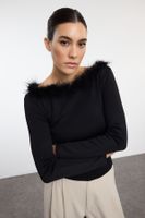 Trendyol Black Collar Detailed Knitwear Sweater