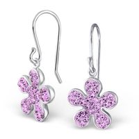 Olivie Strieborné KVETY - náušnice s kryštálikmi AMETHYST 0872