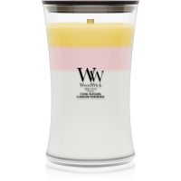 Woodwick Trilogy Floral Blossoms dišeča sveča z lesenim stenjem 610 g