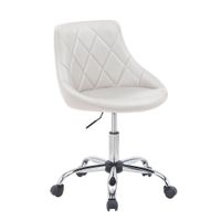 Carryhome OTOČNÁ STOLIČKA PRE MLÁDEŽ, vzhľad kože, biela, chrómová