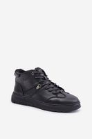 Leather insulated ankle sneakers men's Lee Cooper black