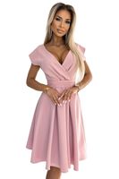Flared dress with a clutch neckline and a Numoco belt