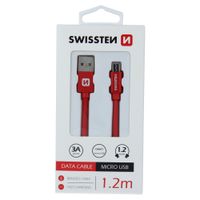 Datový kabel Swissten Textile USB/MicroUSB, 1,2m, červený