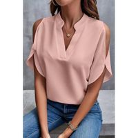 Elegante, Lockere Bluse Mit „V“-Ausschnitt, Hellrosa