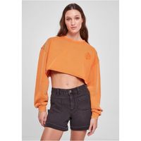 Women's Cropped Floral Embroidery Terry Crewneck vintageorange