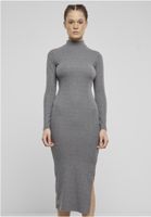 Women's ribbed turtleneck dress gray