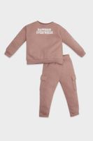 DEFACTO Baby Girl 2-Piece Set Printed Crew Neck Sweatshirt Stretchy Waisted Sweatpants