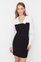 Trendyol Black Wraparound Shirt Collar Mini Woven Dress