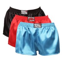 3PACK női bő szárú boxeralsó Styx klasszikus gumipánt szatén többszínben (3L06307) L