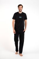 Men's Club Pajamas, Short Sleeves, Long Legs - Black