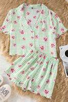 Trendyol Mint Floral Ruffle Shally Woven Pajama Set