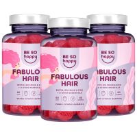 Fabulous Hair Vitamingummis 3er Pack (180 Gummis) - Biotin-Gummis für stärke und schöne Haare. Fördern Haarwachstum | BeSoHappy Sensilab